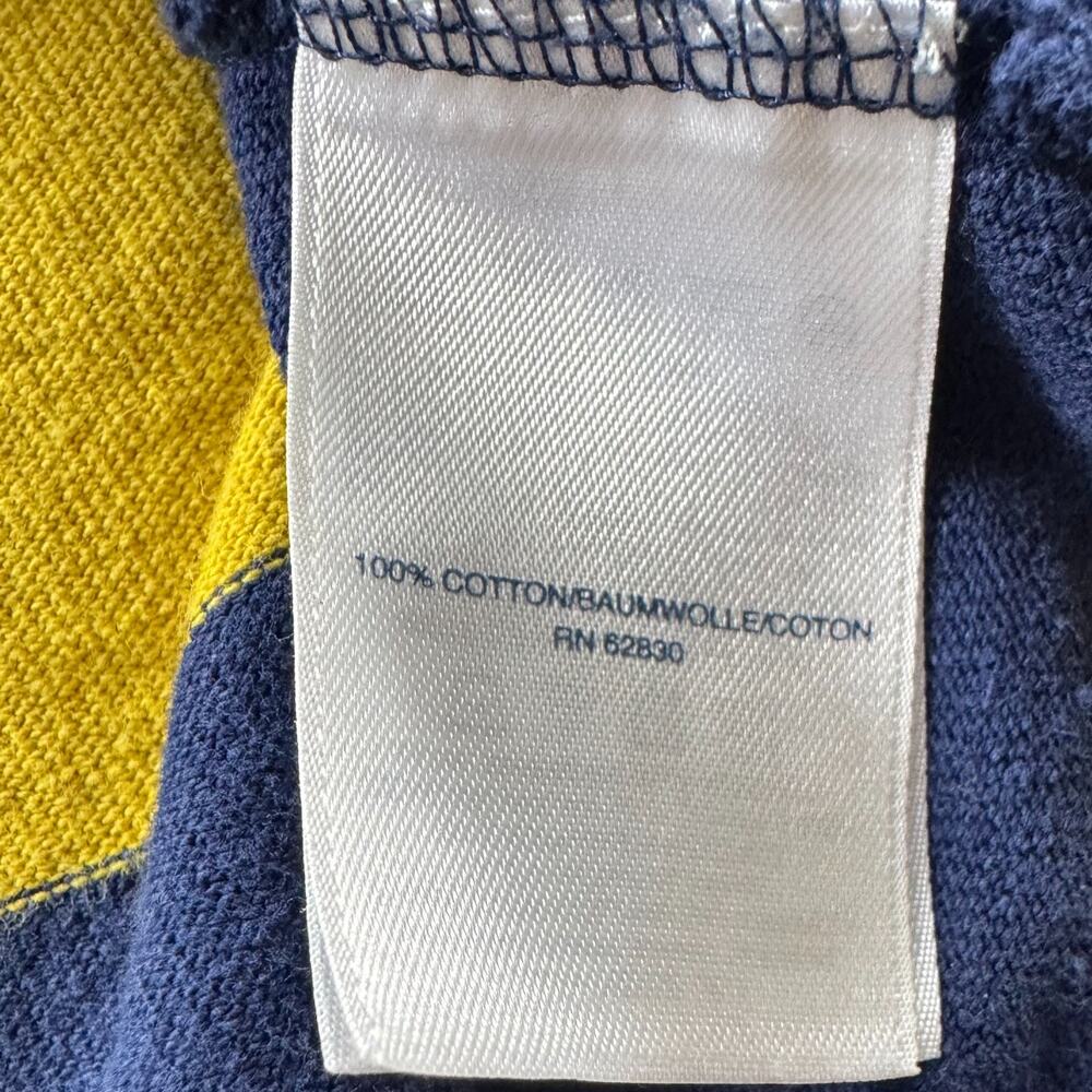 Lands End Rugby Shirt Mens XL Navy Yellow Striped Long Sleeve Heavy Cotton - Picture 7 of 12